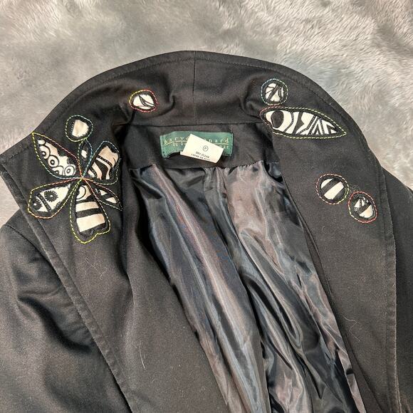 Harve Benard Jacket Womens 6 Black Vintage Embroidered Cutout Floral Open Front - Picture 11 of 11